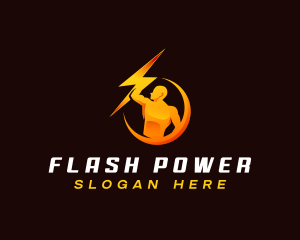 Human Lightning Shield logo design