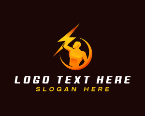 Human - Human Lightning Shield logo design