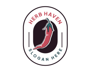 Herbs - Retro Chili Badge logo design