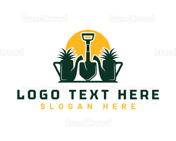 Shovel Watering Can Gardening Logo