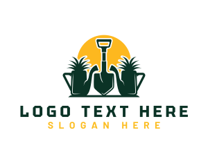 Shovel Watering Can Gardening Logo