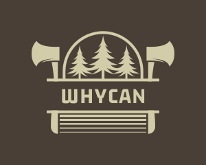 Woodcutter - Pine Tree Woodwork Emblem logo design