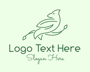 Green Bird Line Art logo design