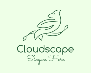 Green Bird Line Art logo design