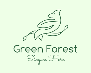 Green Bird Line Art logo design