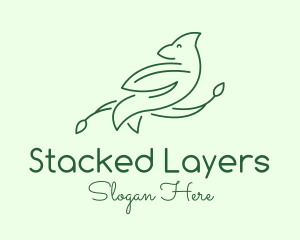 Green Bird Line Art logo design