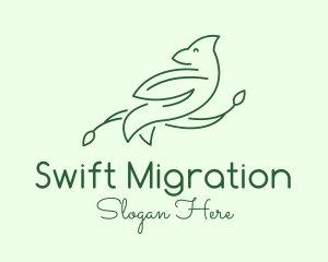 Green Bird Line Art logo design