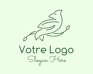 Branch - Green Bird Line Art logo design
