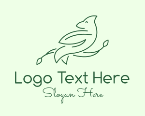 Green Bird Line Art Logo