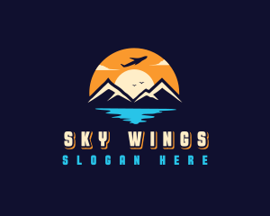 Travel Airplane Mountain logo design