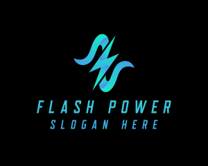 Flash Charging Lightning Bolt logo design