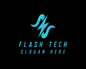 Flash - Flash Charging Lightning Bolt logo design