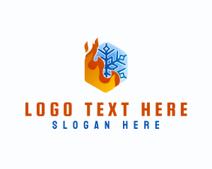 Coolant - Snowflake Fire Hexagon logo design