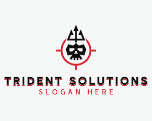 Trident - Skull Trident Weapon logo design