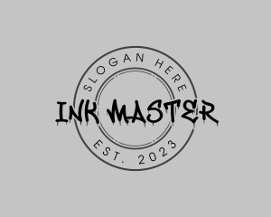 Tattooist - Brush Skater Badge logo design