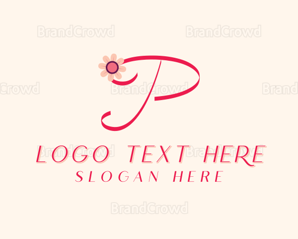 Pink Flower Letter P Logo