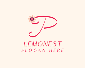 Pink Flower Letter P Logo