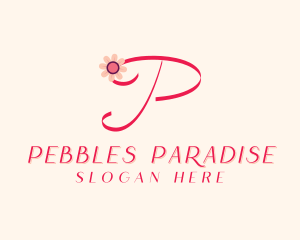 Pink Flower Letter P logo design