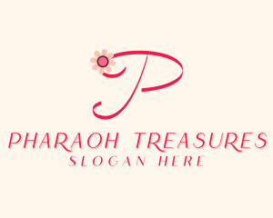 Pink Flower Letter P logo design