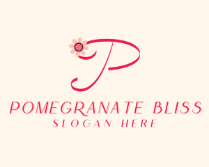 Pink Flower Letter P logo design