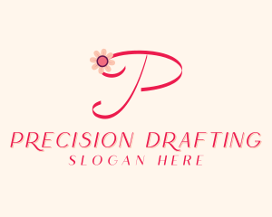 Pink Flower Letter P logo design