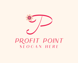 Pink Flower Letter P logo design