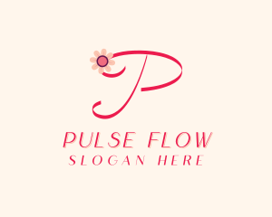 Pink Flower Letter P logo design