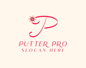 Pink Flower Letter P logo design