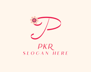 Pink Flower Letter P logo design