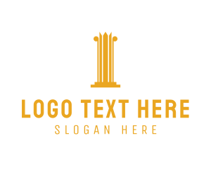 Gold Crown - Crown Column Pillar logo design