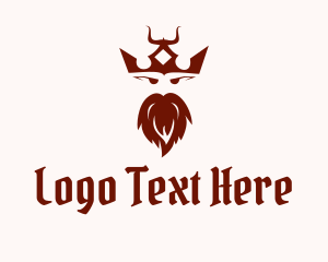 Viking - Medieval Horned Crown King logo design