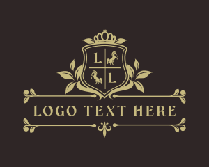 Luxury - Royal Crown Horse Shield logo design