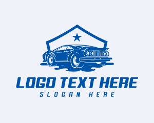 Racing Sports Car Shield Logo
