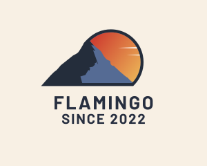 Hiking - Mountain Trek Sunset logo design