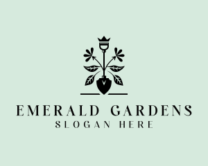 Floral Landscaping Shovel logo design