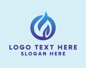 Blue - Flame Leaf Plant logo design
