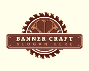 Woodwork Hammer Saw logo design