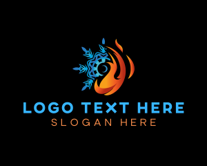 Temperature - Flame Snowflake HVAC logo design