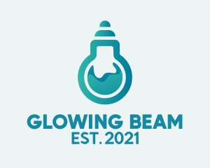 Blue Flask Light Bulb  logo design