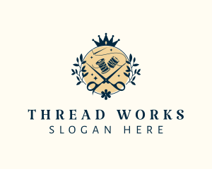 Thread Scissors Sewing logo design