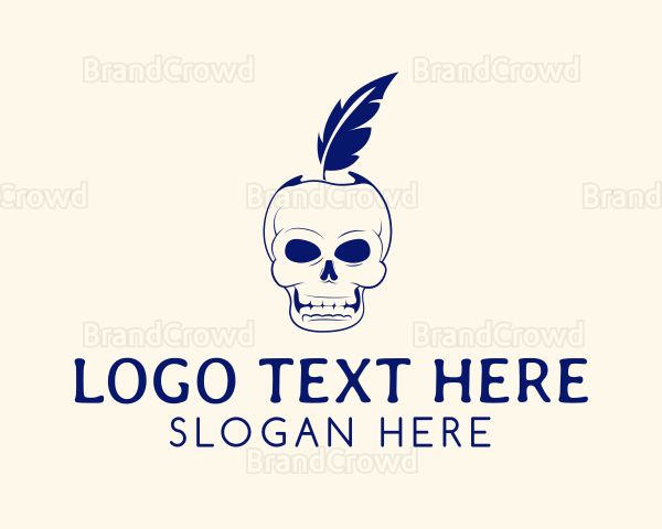 Scary Skull Feather Quill Logo