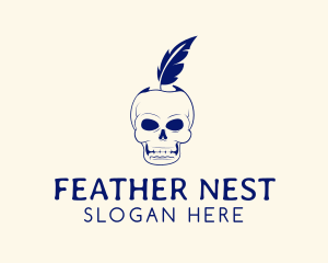 Feather - Scary Skull Feather Quill logo design