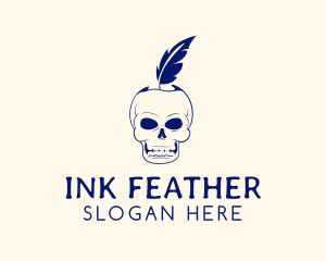 Quill - Scary Skull Feather Quill logo design