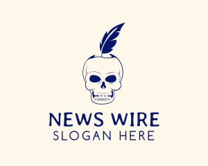 Journalism - Scary Skull Feather Quill logo design