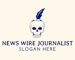 Journalist - Scary Skull Feather Quill logo design