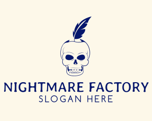 Scary - Scary Skull Feather Quill logo design