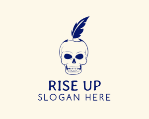 Scary Skull Feather Quill logo design