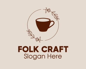 Folk - Coffee Cup Flowers logo design