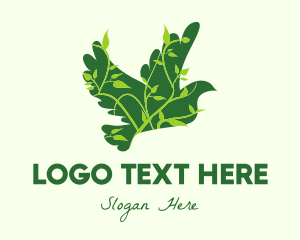 Green Leaf - Green Eco Dove logo design