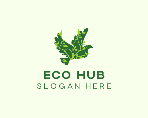 Green Eco Dove logo design